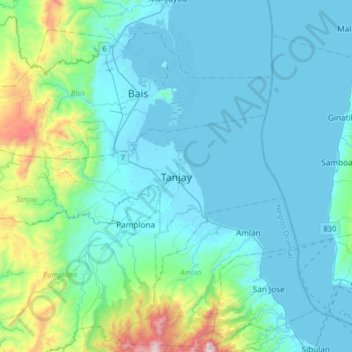 Tanjay topographic map, elevation, terrain