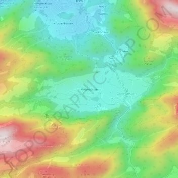 Hinterwössen topographic map, elevation, terrain