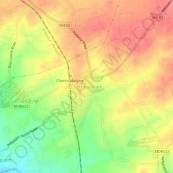 Chettipalayam topographic map, elevation, terrain