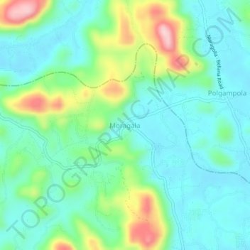 Moragala topographic map, elevation, terrain