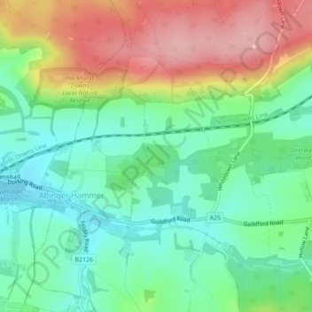 Abinger Roughs topographic map, elevation, terrain