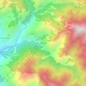 Sehana topographic map, elevation, terrain