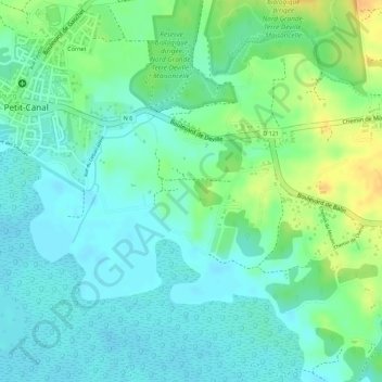 Deville topographic map, elevation, terrain