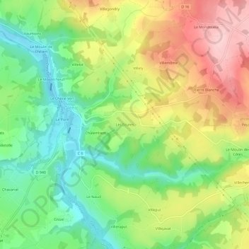 Les Ecures topographic map, elevation, terrain