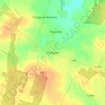 Chotycze topographic map, elevation, terrain