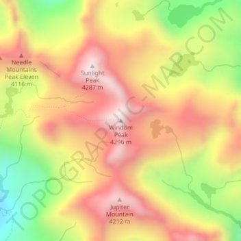Windom Peak topographic map, elevation, terrain