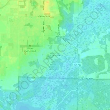 Hidden River topographic map, elevation, terrain