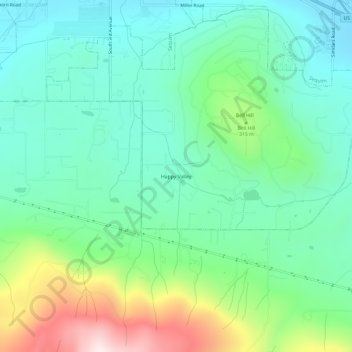 Happy Valley topographic map, elevation, terrain