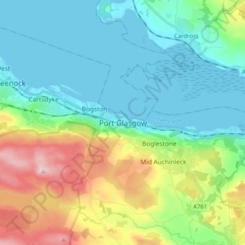 Port Glasgow topographic map, elevation, terrain