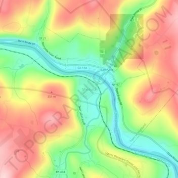 Shohola topographic map, elevation, terrain