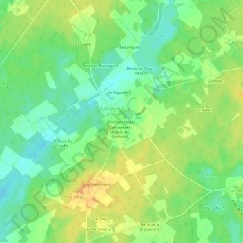 Bourg de Lassay topographic map, elevation, terrain