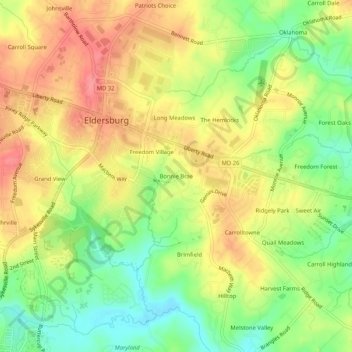 Bonnie Brae topographic map, elevation, terrain