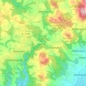 Höllmühl topographic map, elevation, terrain