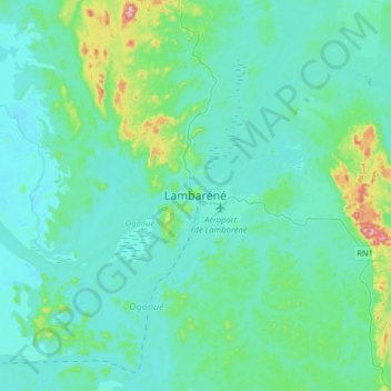 Lambarene topographic map, elevation, terrain