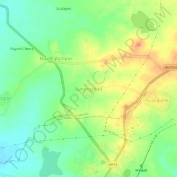 Aurangabad topographic map, elevation, terrain