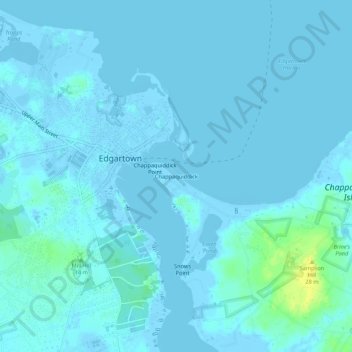 Chappaquiddick topographic map, elevation, terrain