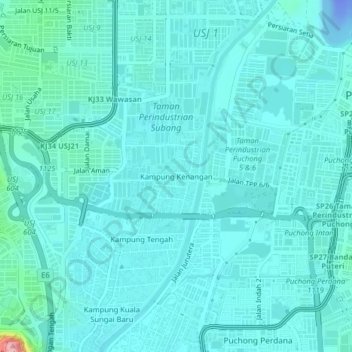 Kampung Kenangan topographic map, elevation, terrain