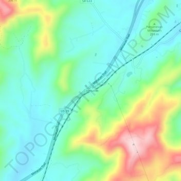 Covesville topographic map, elevation, terrain