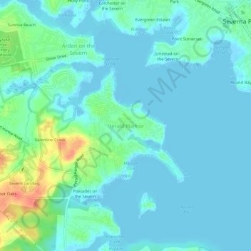 Herald Harbor topographic map, elevation, terrain
