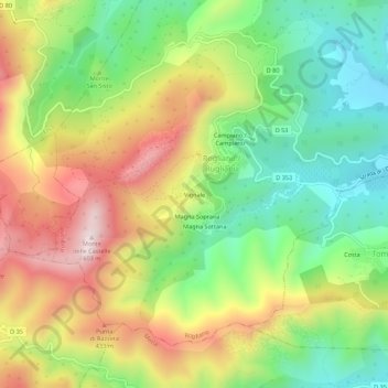 Vignale topographic map, elevation, terrain