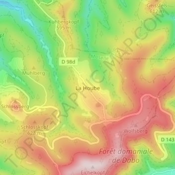 La Hoube topographic map, elevation, terrain