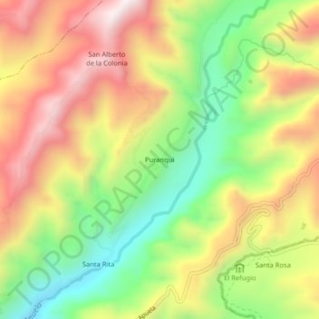 Puranqui topographic map, elevation, terrain