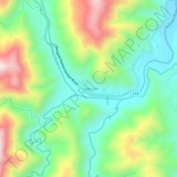 Pingkian topographic map, elevation, terrain