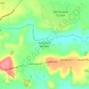 Barford St Michael topographic map, elevation, terrain