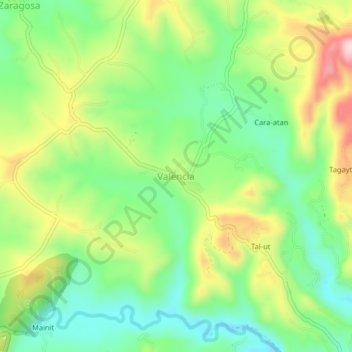 Valencia topographic map, elevation, terrain