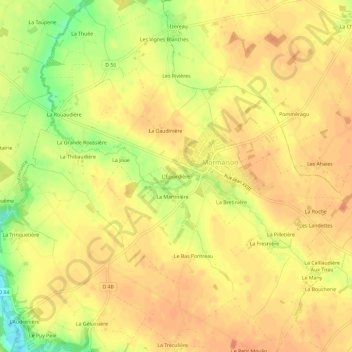 L'Épiardière topographic map, elevation, terrain