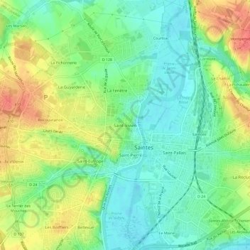 Saint-Vivien topographic map, elevation, terrain
