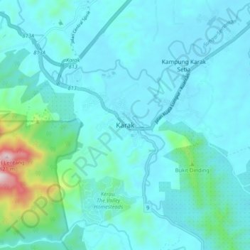 Karak topographic map, elevation, terrain