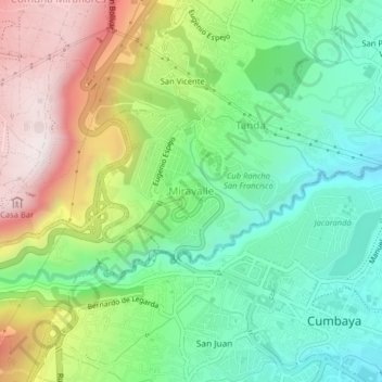 Miravalle topographic map, elevation, terrain