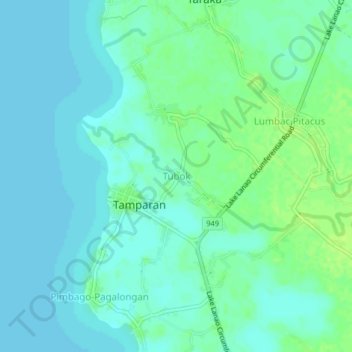 Tubok topographic map, elevation, terrain