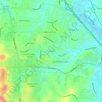 Fair Oaks topographic map, elevation, terrain