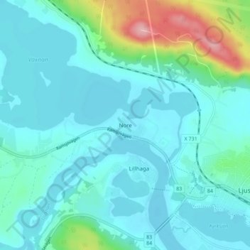 Nore topographic map, elevation, terrain