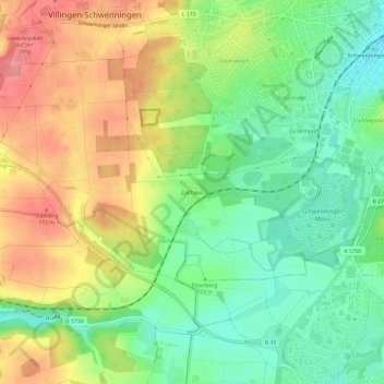 Zollhaus topographic map, elevation, terrain
