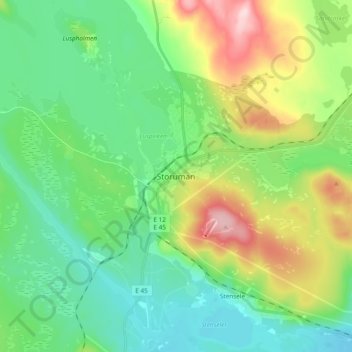 Storuman topographic map, elevation, terrain