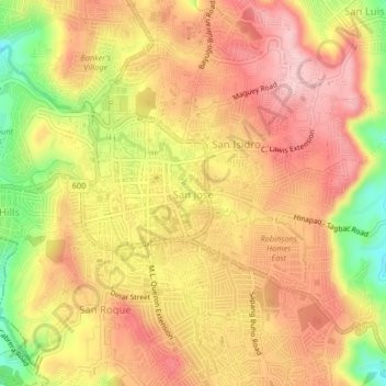 San Jose topographic map, elevation, terrain