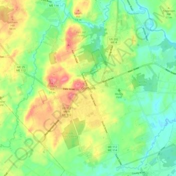 Gorham topographic map, elevation, terrain