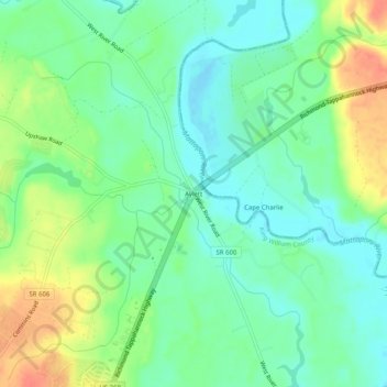 Aylett topographic map, elevation, terrain