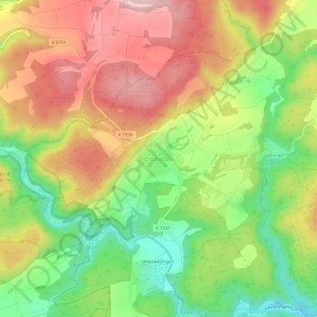 Erbstetten topographic map, elevation, terrain