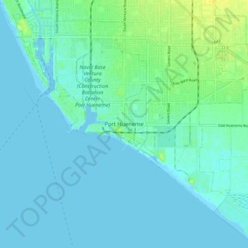 Port Hueneme topographic map, elevation, terrain