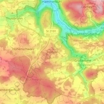Höfles topographic map, elevation, terrain