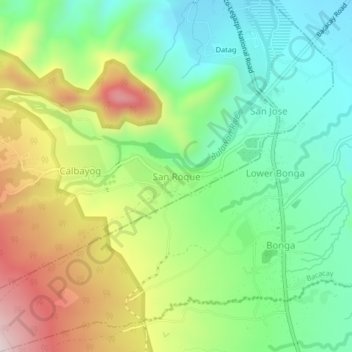 San Roque topographic map, elevation, terrain