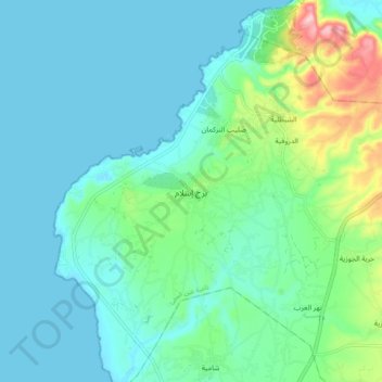 Burj Islam topographic map, elevation, terrain