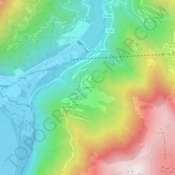 Sardonne topographic map, elevation, terrain