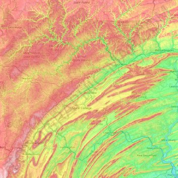 Centre topographic map, elevation, terrain