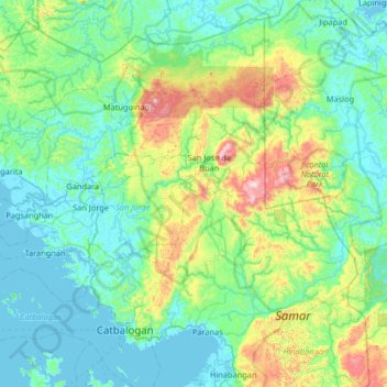 Samar topographic map, elevation, terrain