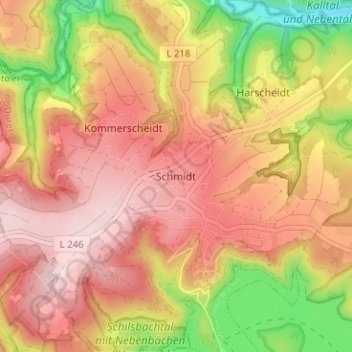 Schmidt topographic map, elevation, terrain